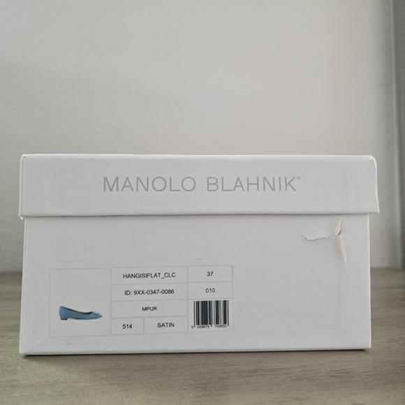 Manolo Blahnik Hangisi Flat Light Purple Satin Size 37 - Picture 15 of 16